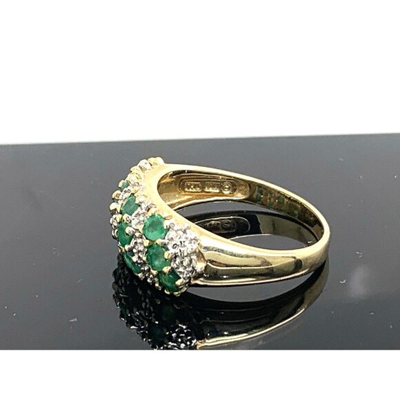 Green Emerald Diamond Cocktail Ring Band 10k Gold Women's Estate Jewelry Size 7 - Picture 2 of 15